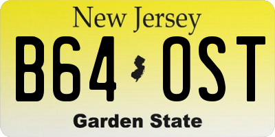 NJ license plate B64OST