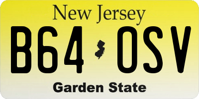 NJ license plate B64OSV