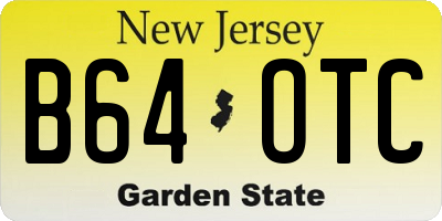 NJ license plate B64OTC