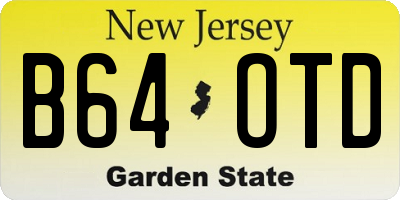 NJ license plate B64OTD