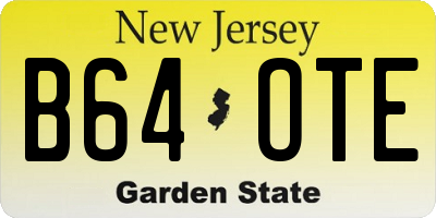 NJ license plate B64OTE