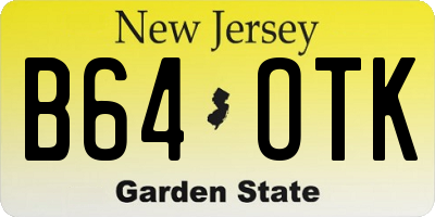 NJ license plate B64OTK