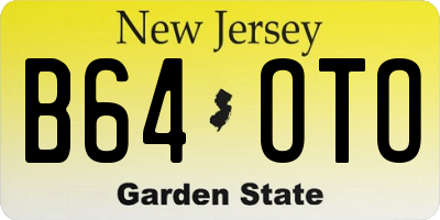 NJ license plate B64OTO