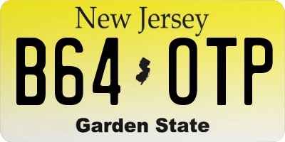 NJ license plate B64OTP