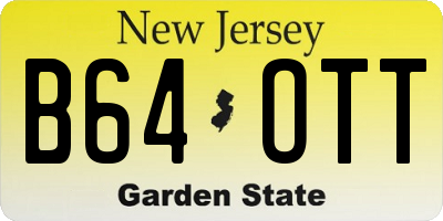 NJ license plate B64OTT