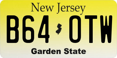 NJ license plate B64OTW