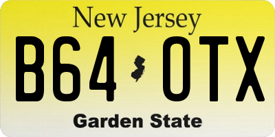 NJ license plate B64OTX
