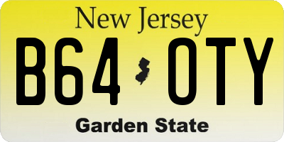 NJ license plate B64OTY