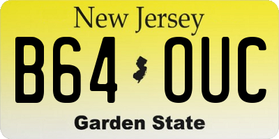 NJ license plate B64OUC