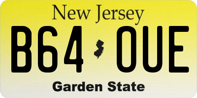 NJ license plate B64OUE