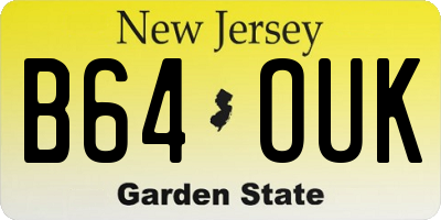 NJ license plate B64OUK