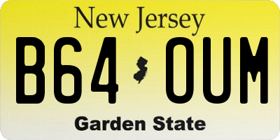 NJ license plate B64OUM