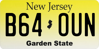 NJ license plate B64OUN
