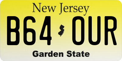 NJ license plate B64OUR