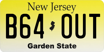 NJ license plate B64OUT