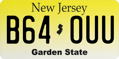 NJ license plate B64OUU