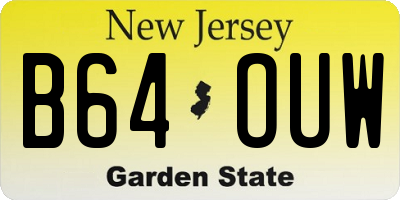 NJ license plate B64OUW