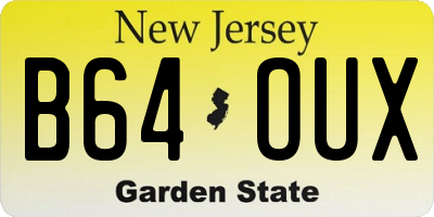 NJ license plate B64OUX