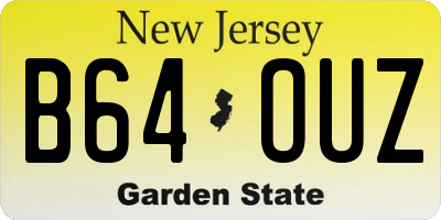 NJ license plate B64OUZ