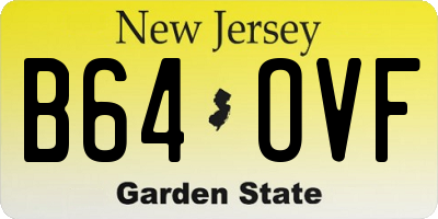 NJ license plate B64OVF