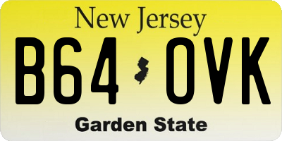 NJ license plate B64OVK