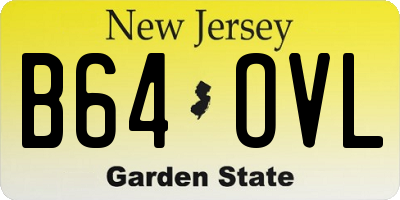 NJ license plate B64OVL