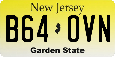 NJ license plate B64OVN