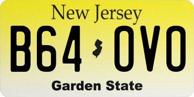 NJ license plate B64OVO