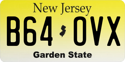 NJ license plate B64OVX