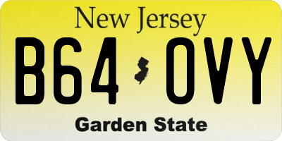 NJ license plate B64OVY