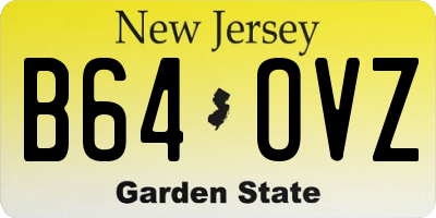 NJ license plate B64OVZ