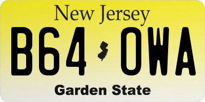 NJ license plate B64OWA