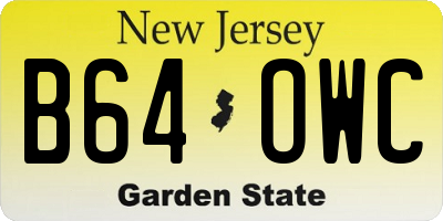 NJ license plate B64OWC