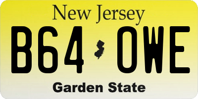 NJ license plate B64OWE