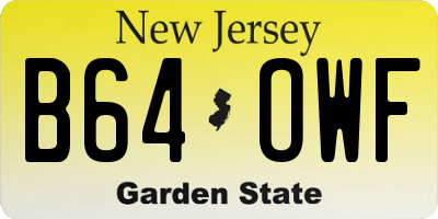 NJ license plate B64OWF
