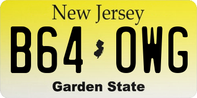 NJ license plate B64OWG