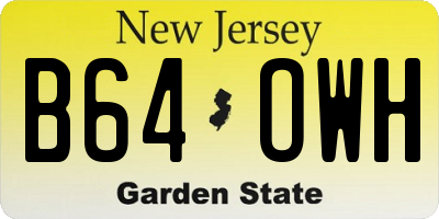 NJ license plate B64OWH