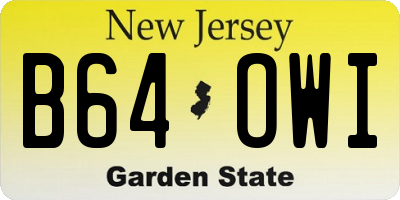 NJ license plate B64OWI