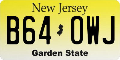 NJ license plate B64OWJ