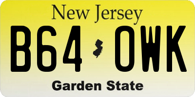 NJ license plate B64OWK