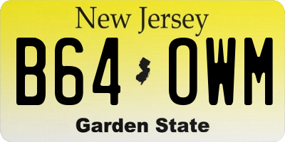 NJ license plate B64OWM