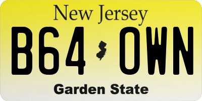 NJ license plate B64OWN