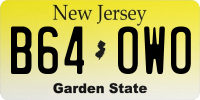 NJ license plate B64OWO
