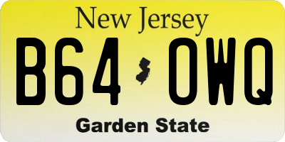 NJ license plate B64OWQ