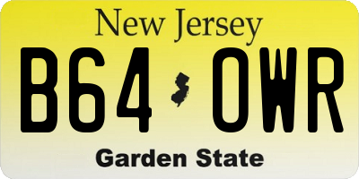 NJ license plate B64OWR