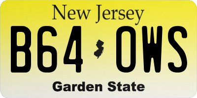 NJ license plate B64OWS