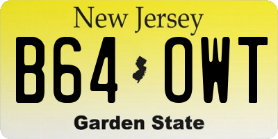 NJ license plate B64OWT