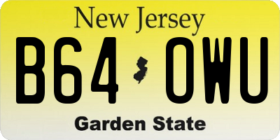 NJ license plate B64OWU
