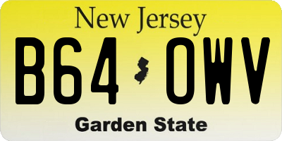 NJ license plate B64OWV