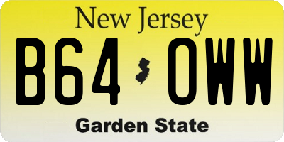 NJ license plate B64OWW